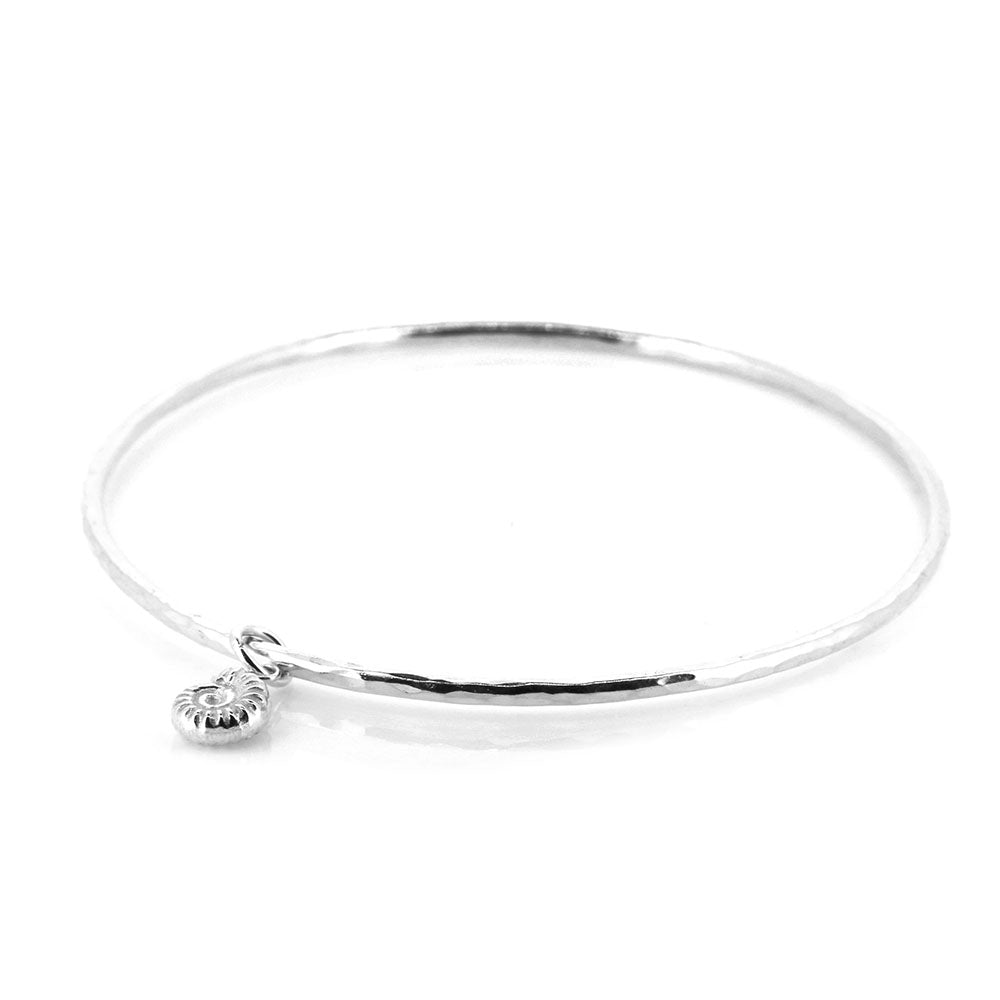 Ammonite Charm Bangle - Sterling Silver Bangles