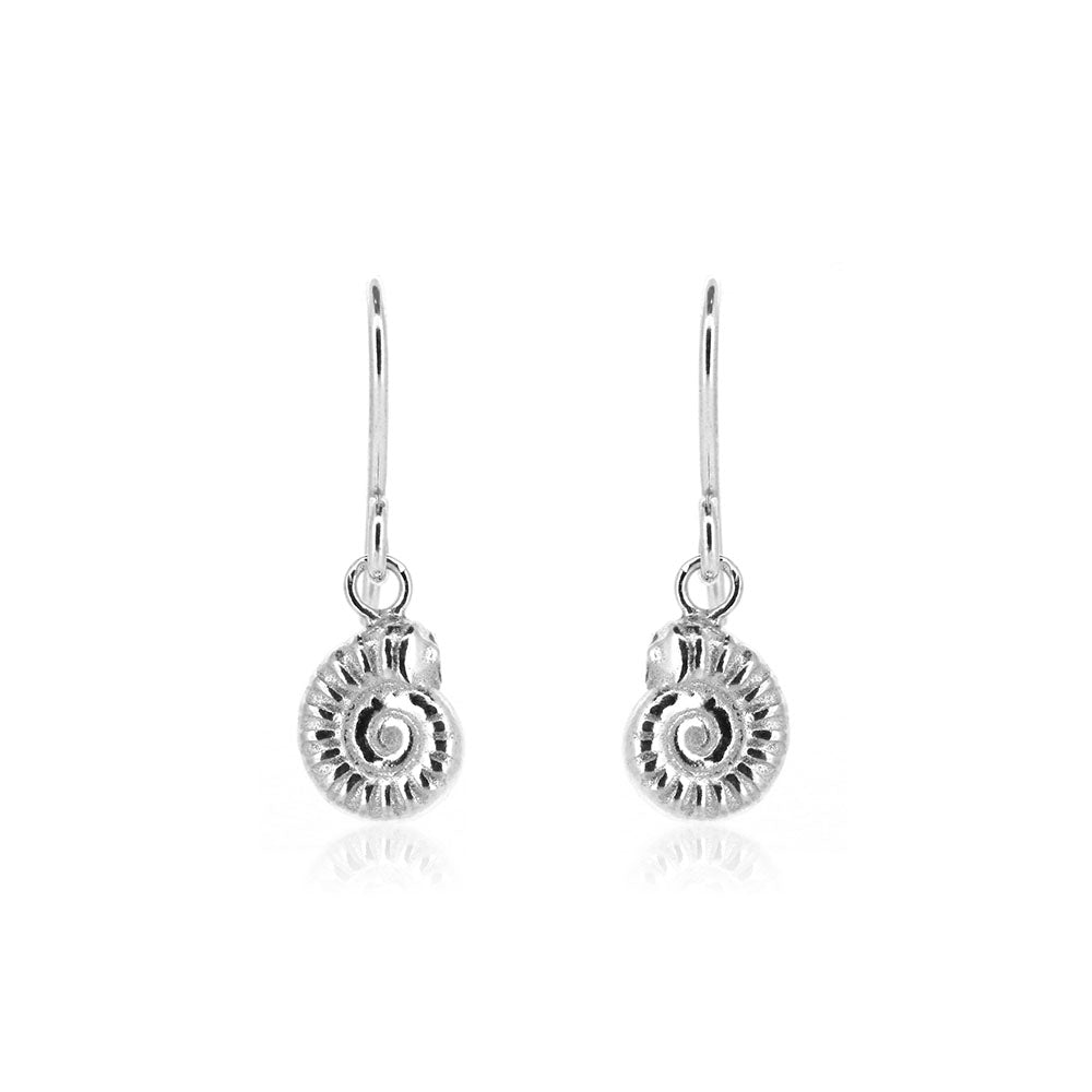 Ammonite Drop Earrings - Sterling Silver Drop Earrings