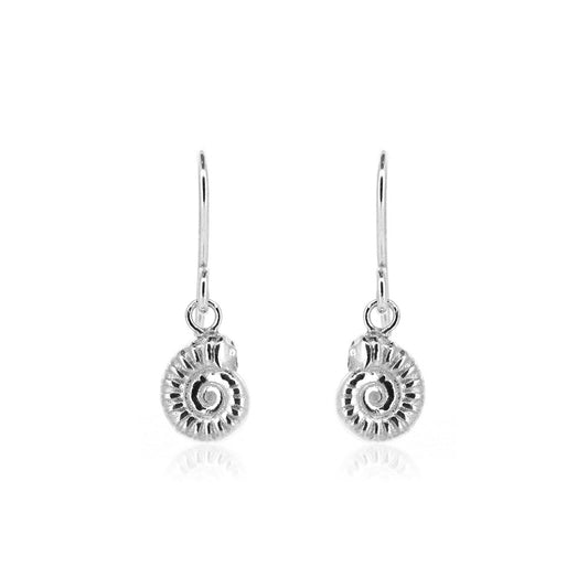 Ammonite Drop Earrings - Sterling Silver Drop Earrings