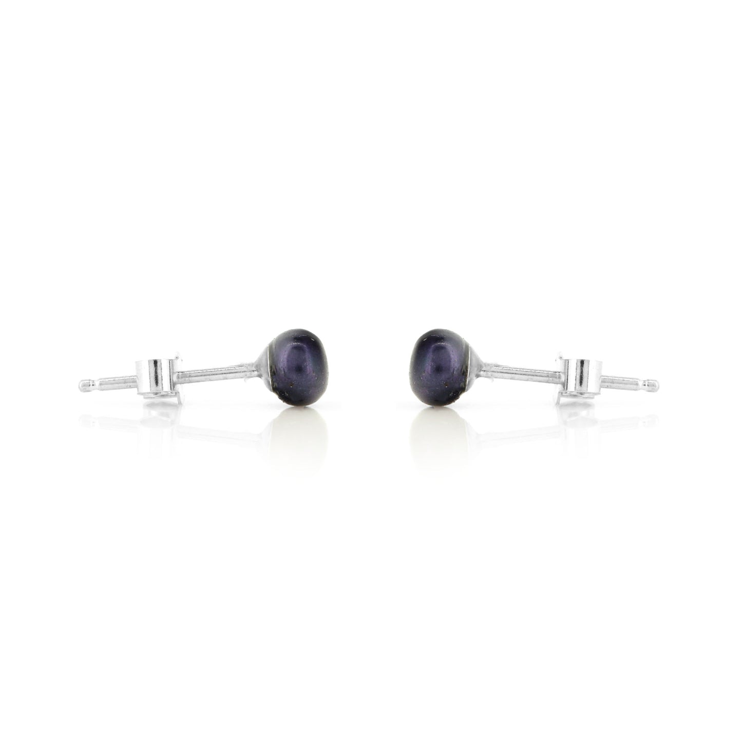 Alyssia Peacock Freshwater Pearl 4mm Stud Earrings - Sterling Silver