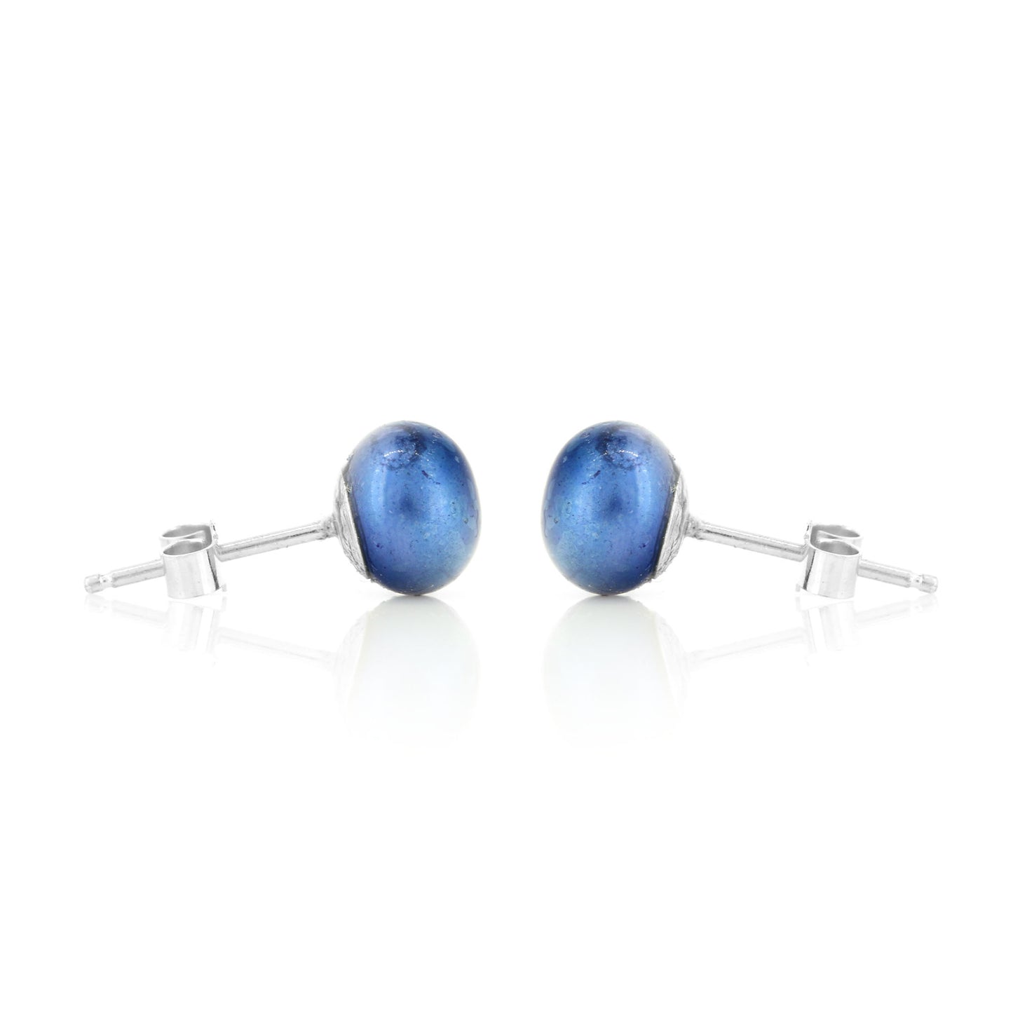 Alyssia Peacock Freshwater Pearl 7mm Stud Earrings - Sterling Silver