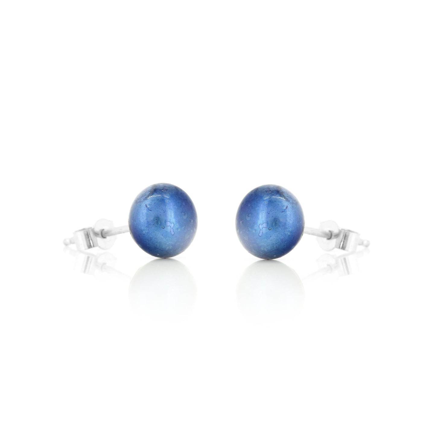 Alyssia Peacock Freshwater Pearl 7mm Stud Earrings - Sterling Silver