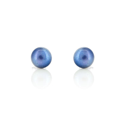 Alyssia Peacock Freshwater Pearl 7mm Stud Earrings - Sterling Silver