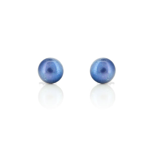 Alyssia Peacock Freshwater Pearl 7mm Stud Earrings - Sterling Silver