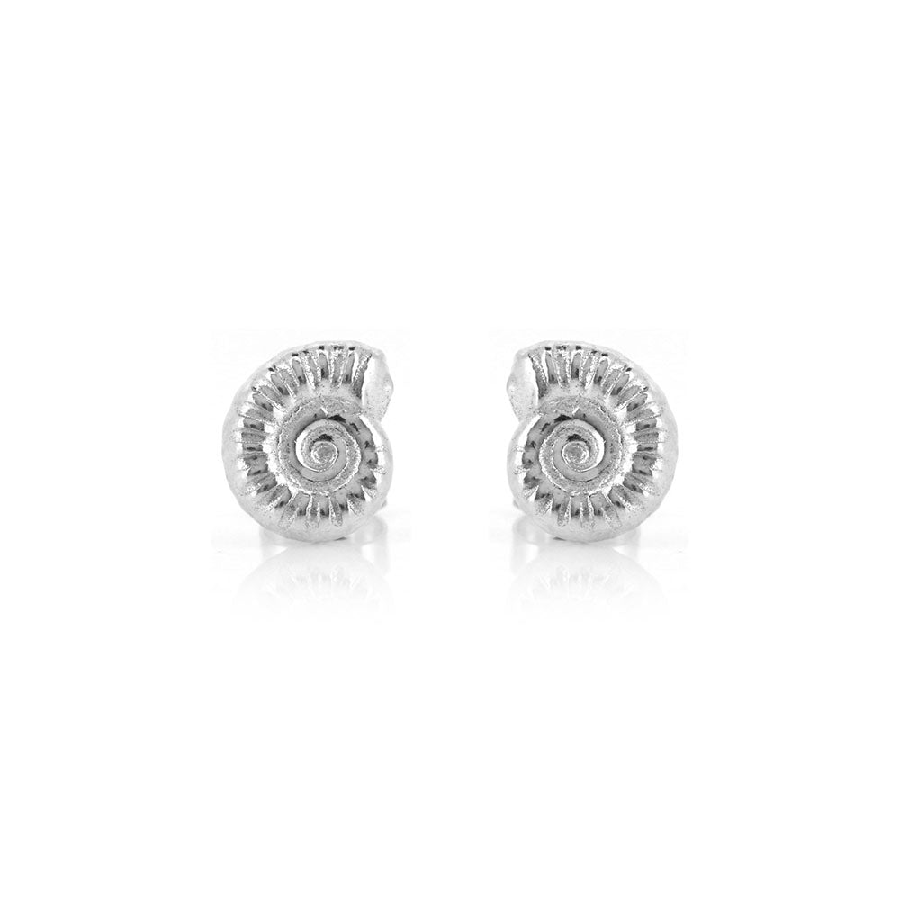 Ammonite Stud Earrings - Sterling Silver Stud Earrings