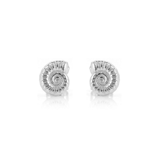 Ammonite Stud Earrings - Sterling Silver Stud Earrings