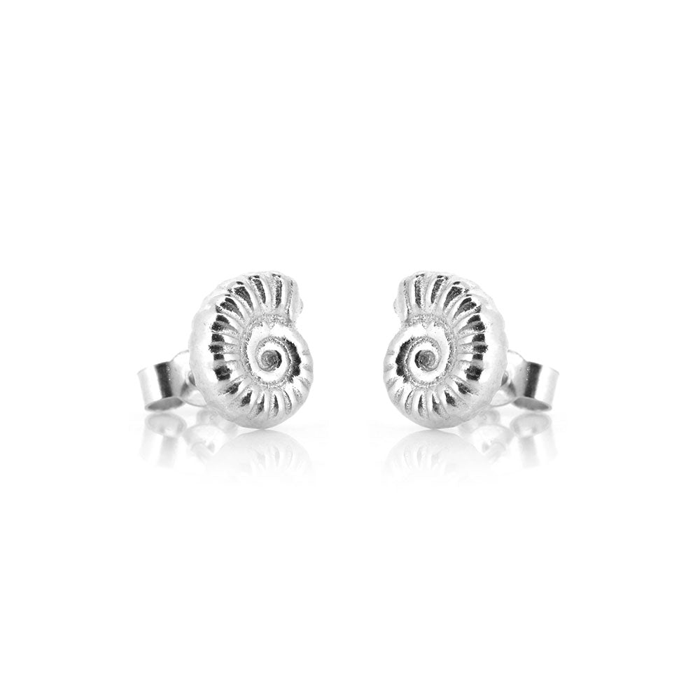 Ammonite Stud Earrings - Sterling Silver Stud Earrings