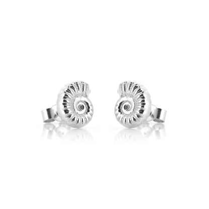 Ammonite Stud Earrings - Sterling Silver Stud Earrings