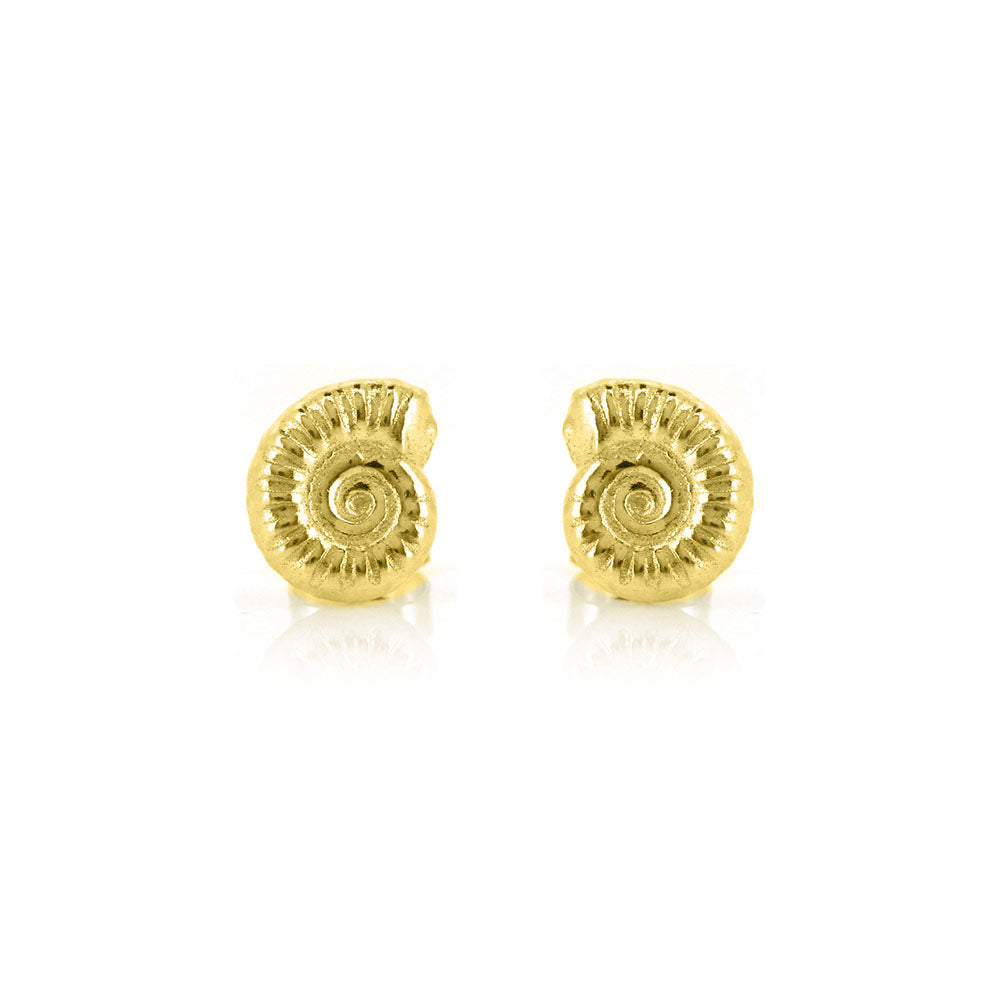 Ammonite Stud Earrings - Yellow Gold Vermeil Stud Earrings