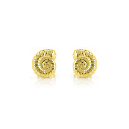 Ammonite Stud Earrings - Yellow Gold Vermeil Stud Earrings