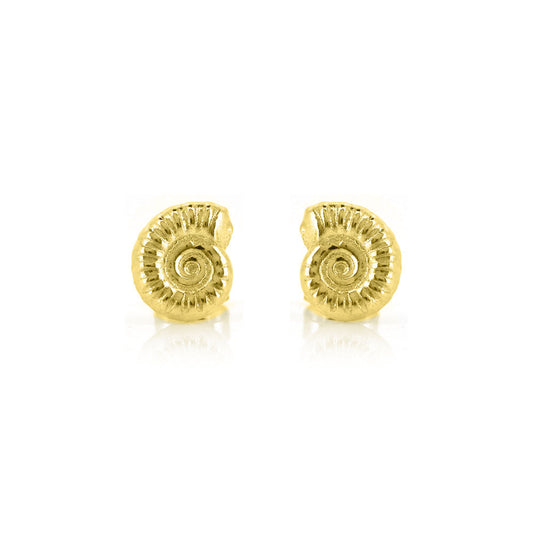 Ammonite Stud Earrings - Yellow Gold Vermeil Stud Earrings