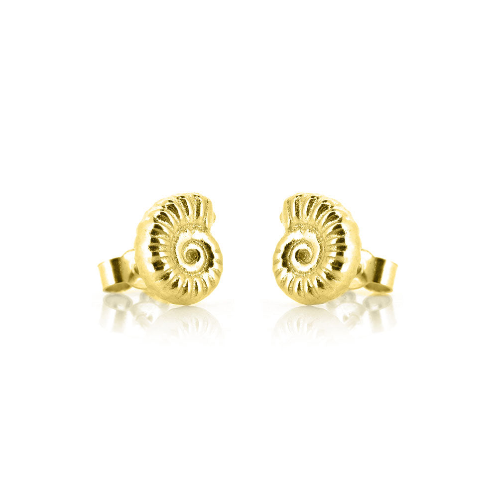 Ammonite Stud Earrings - Yellow Gold Vermeil Stud Earrings