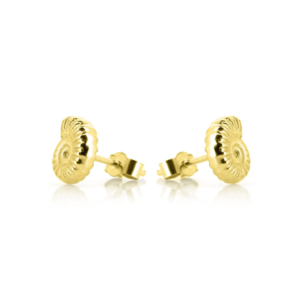 Ammonite Stud Earrings - Yellow Gold Vermeil Stud Earrings