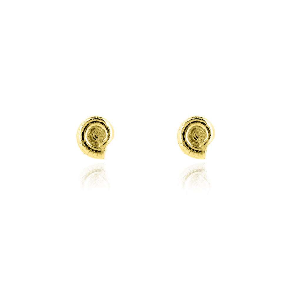Ammonite Tiny Stud Earrings - Yellow Gold Vermeil Stud Earrings