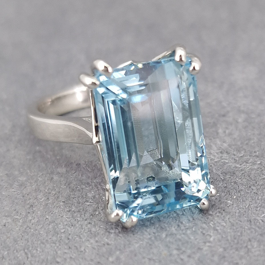 Aquamarine and Diamond Platinum Ring. 
CAD Design from pencil sketches to remodel our Customer’s Aquamarine pendant. 
Golden Snowdrop Shaftesbury, Near Gillingham, Dorset.
