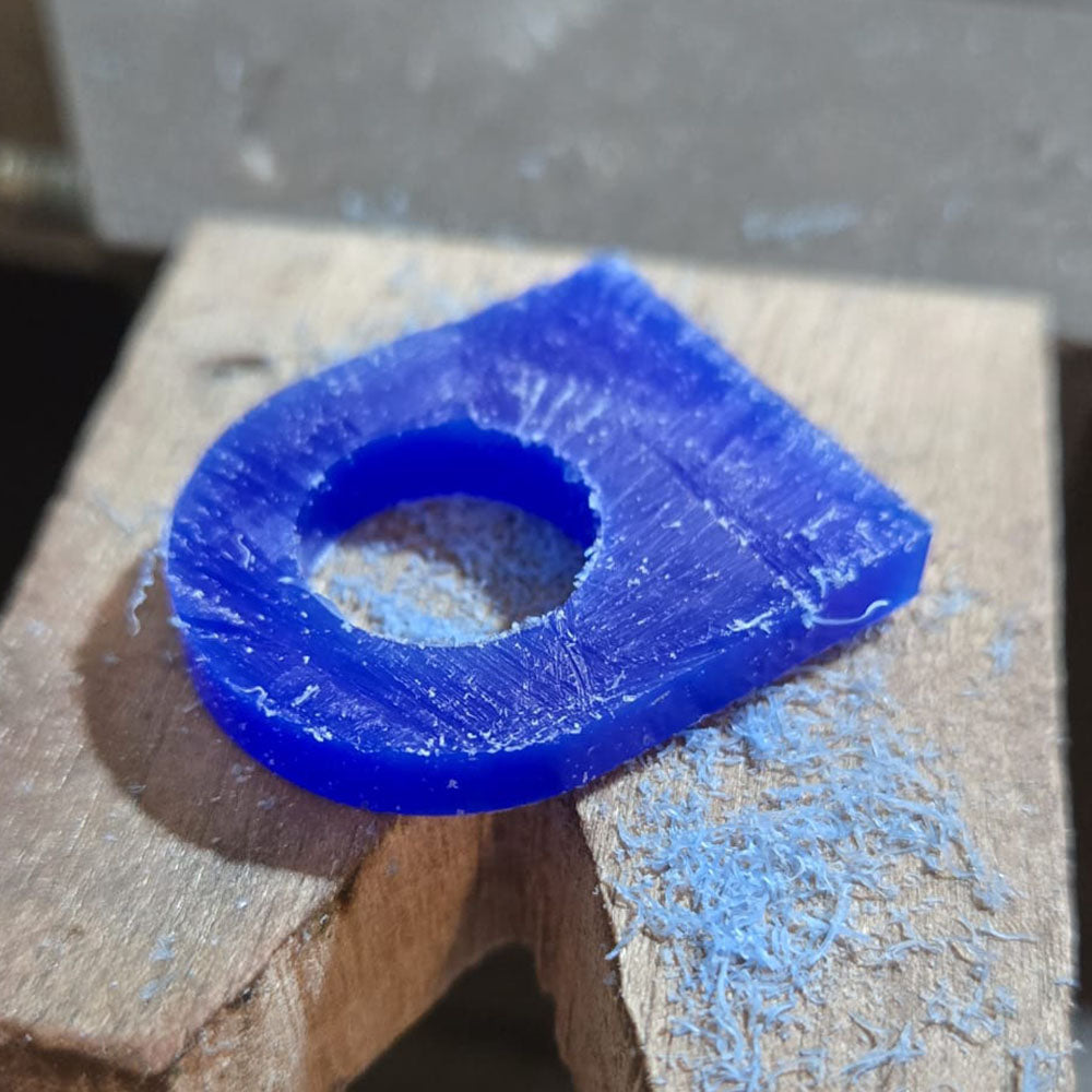 Wax carving prototype of the bespoke Artistic, Asymetric, Textured Gold Ring. Wax carved and sand cast in store, using our customer's remodelled gold at Golden Snowdrop Jewellers in Shaftesbury, Dorset near Sherborne. 