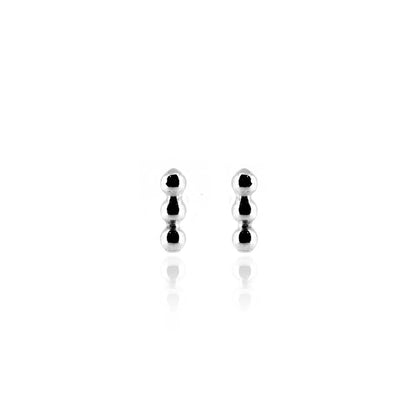 Solar Beaded Line Bar Small Stud Earrings - Sterling Silver Stud Earrings