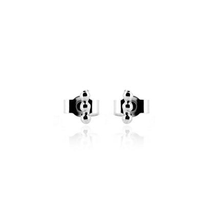 Solar Beaded Micro Line Bar Stud Earrings - Sterling Silver Stud Earrings