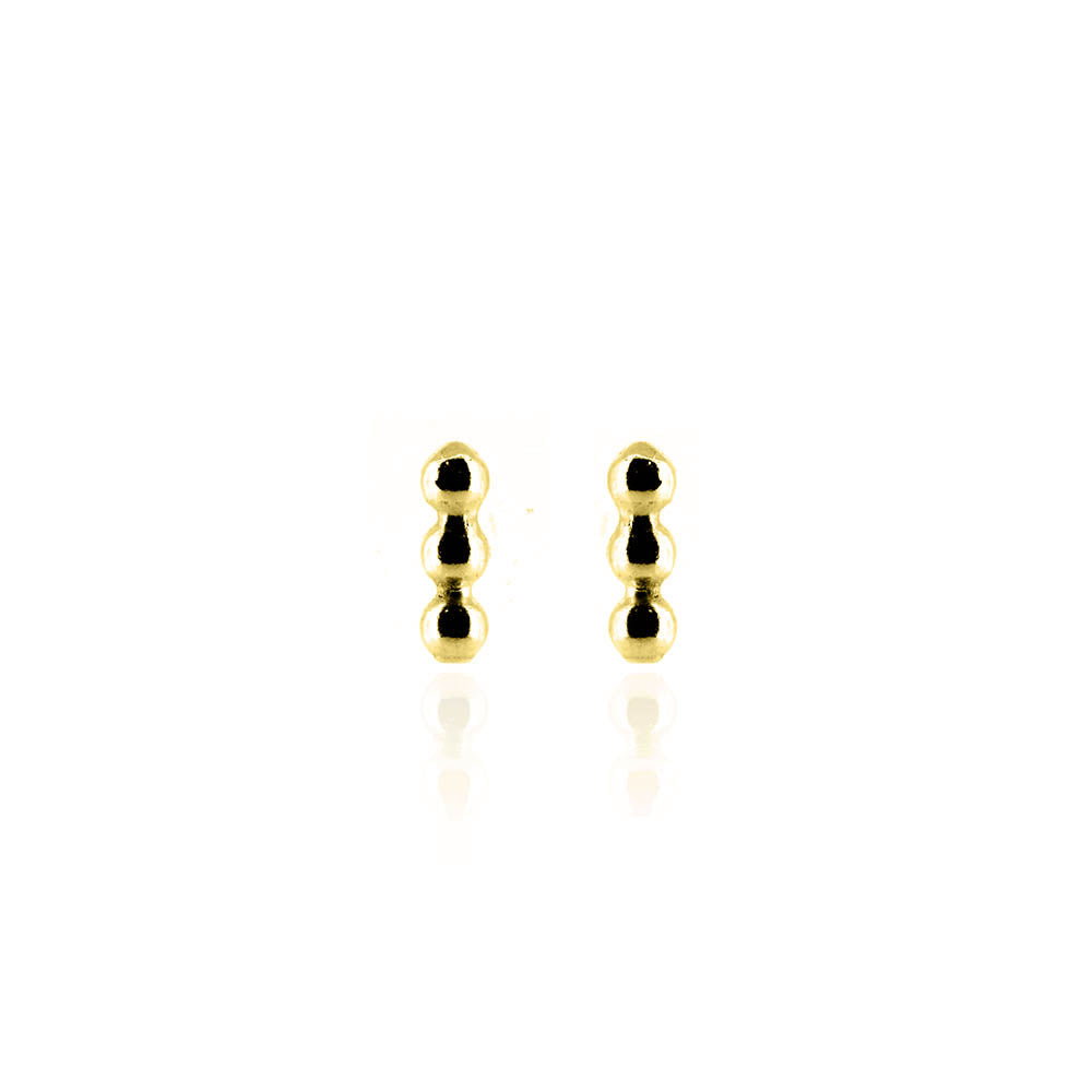 Solar Beaded Line Bar Small Stud Earrings - Yellow Gold Vermeil Stud Earrings
