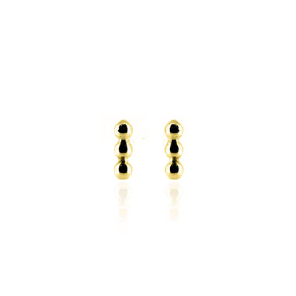 Solar Beaded Line Bar Small Stud Earrings - Yellow Gold Vermeil Stud Earrings