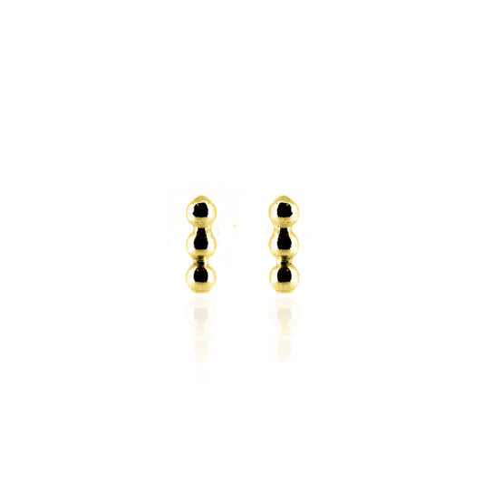 Solar Beaded Line Bar Small Stud Earrings - Yellow Gold Vermeil Stud Earrings