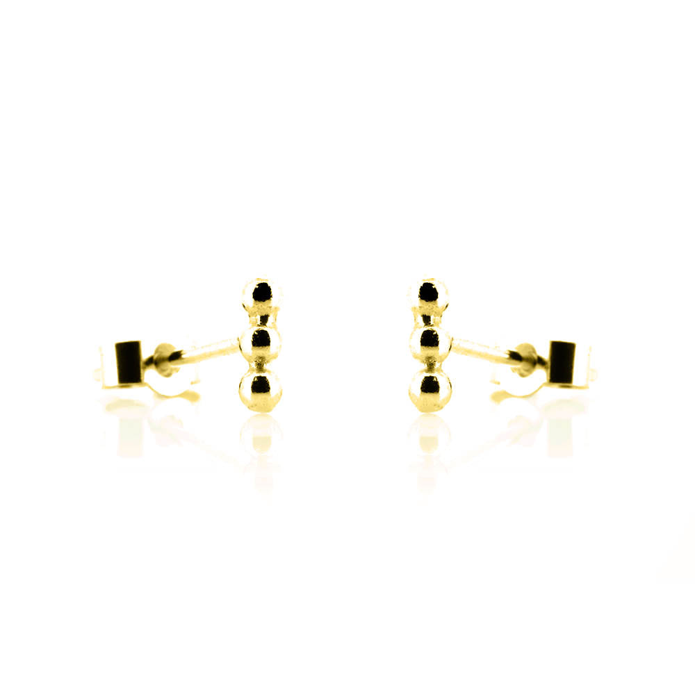 Solar Beaded Line Bar Small Stud Earrings - Yellow Gold Vermeil Stud Earrings