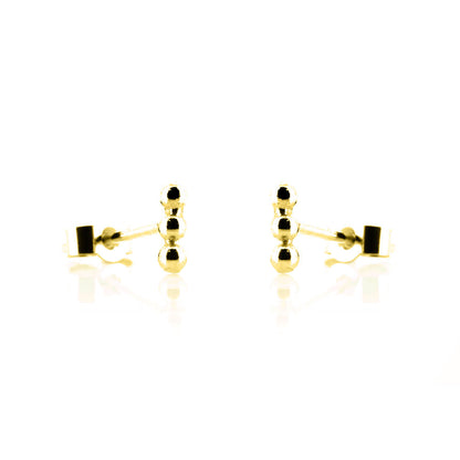 Solar Beaded Line Bar Small Stud Earrings - Yellow Gold Vermeil Stud Earrings