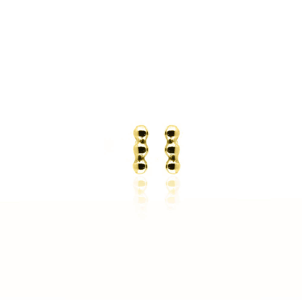 Solar Beaded Micro Line Bar Beaded Stud Earrings - Yellow Gold Vermeil Stud Earrings