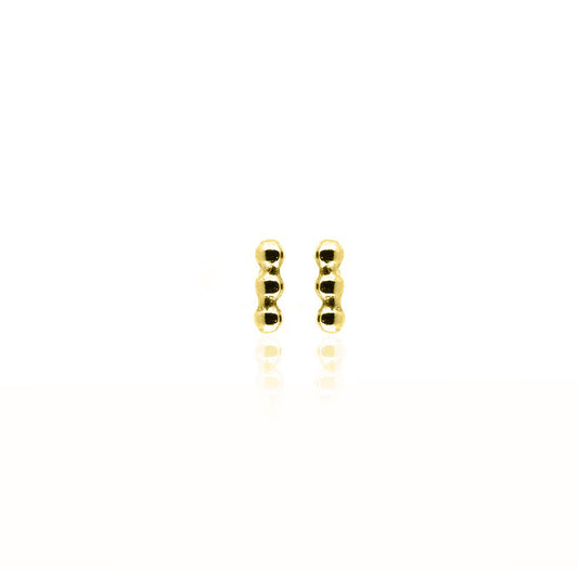 Solar Beaded Micro Line Bar Beaded Stud Earrings - Yellow Gold Vermeil Stud Earrings