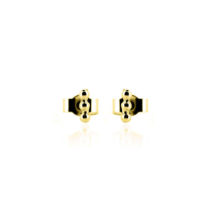 Solar Beaded Micro Line Bar Beaded Stud Earrings - Yellow Gold Vermeil Stud Earrings
