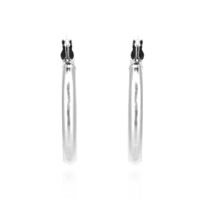 Creole Heavyweight Plain 26mm Hollow Hoop Earrings - Sterling Silver Hoop Earrings