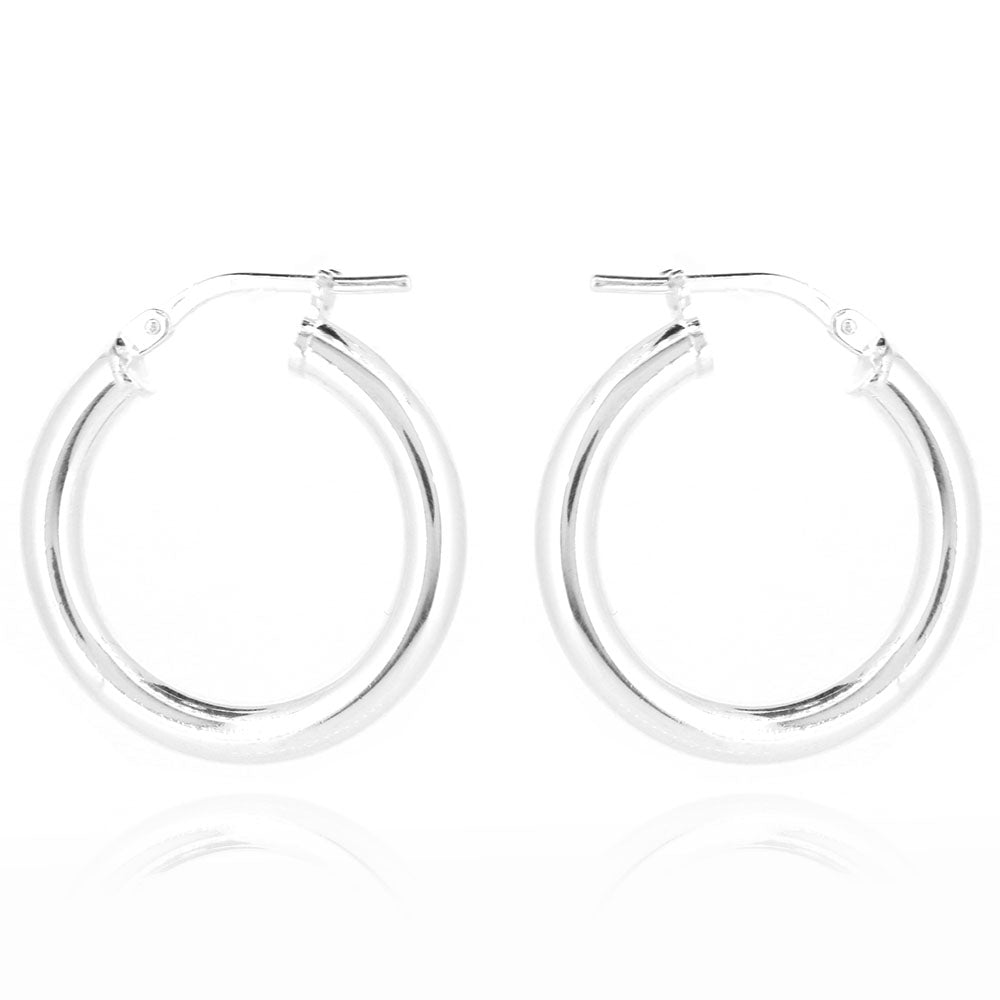 Creole Heavyweight Plain 20mm Hollow Hoop Earrings - Sterling Silver Hoop Earrings
