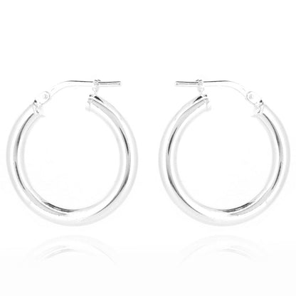 Creole Heavyweight Plain 20mm Hollow Hoop Earrings - Sterling Silver Hoop Earrings
