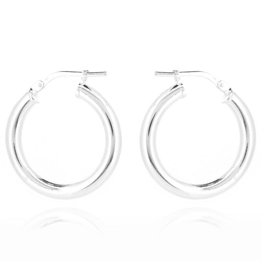 Creole Heavyweight Plain 20mm Hollow Hoop Earrings - Sterling Silver Hoop Earrings
