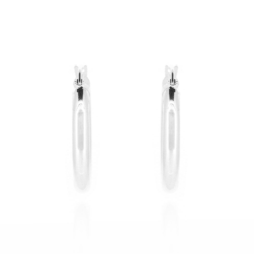Creole Heavyweight Plain 20mm Hollow Hoop Earrings - Sterling Silver Hoop Earrings