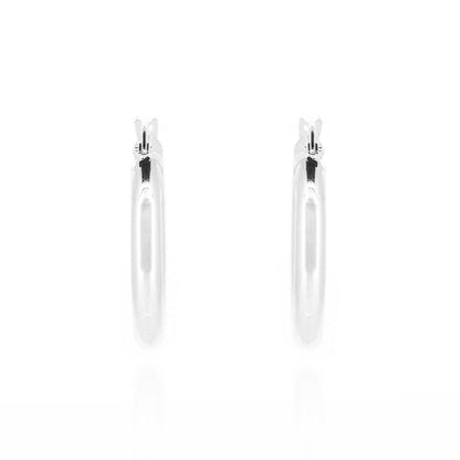 Creole Heavyweight Plain 20mm Hollow Hoop Earrings - Sterling Silver Hoop Earrings