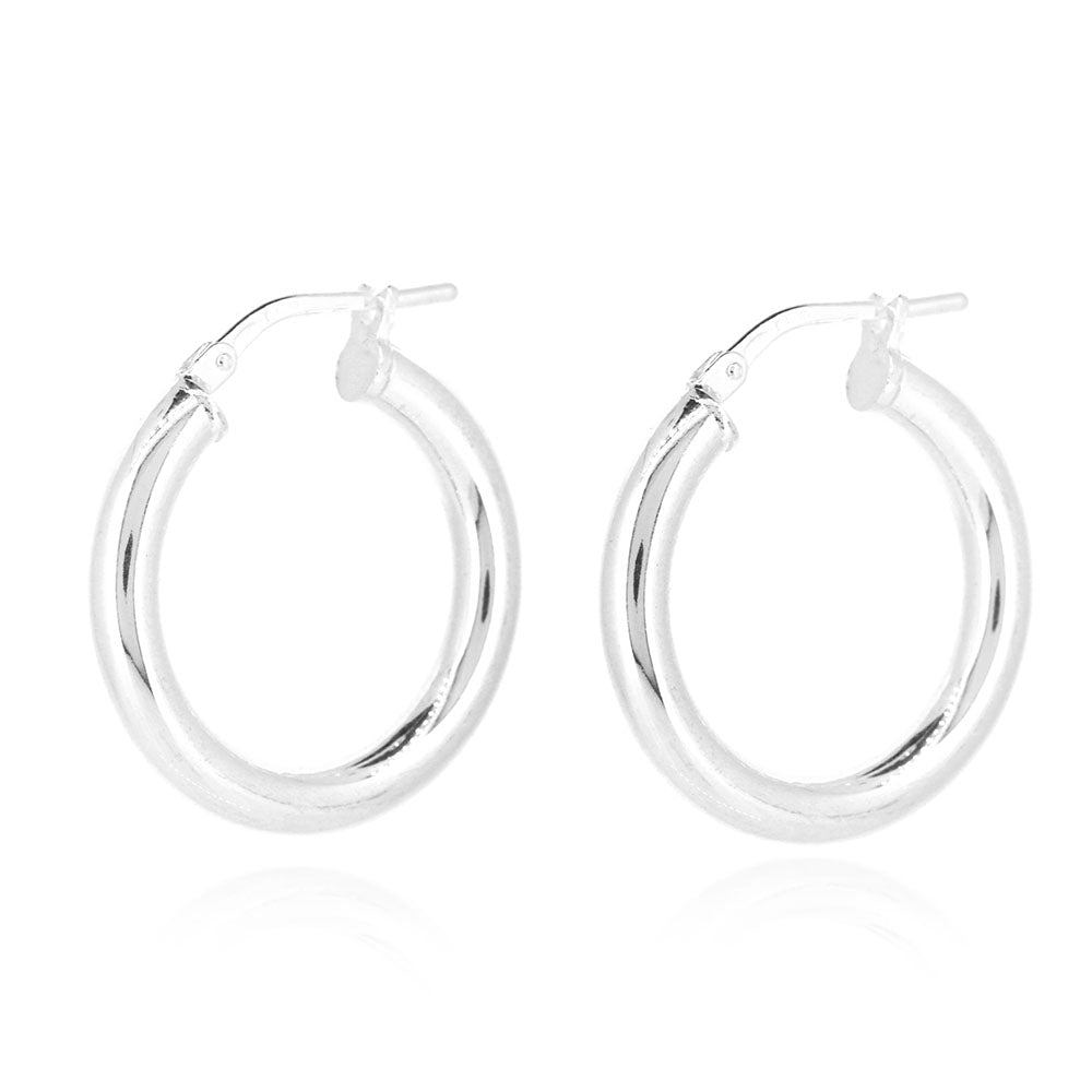 Creole Heavyweight Plain 20mm Hollow Hoop Earrings - Sterling Silver Hoop Earrings