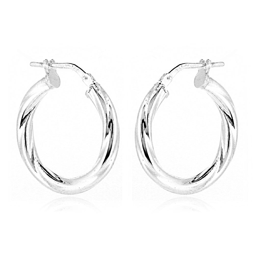 Creole Twist 20mm Hollow Hoop Earrings - Sterling Silver Hoop Earrings