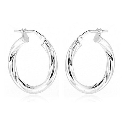 Creole Twist 20mm Hollow Hoop Earrings - Sterling Silver Hoop Earrings