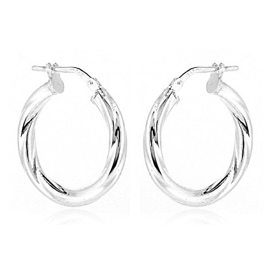 Creole Twist 20mm Hollow Hoop Earrings - Sterling Silver Hoop Earrings