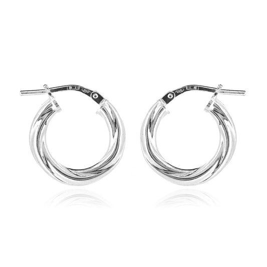 Creole Twist 15mm Hollow Hoop Earrings - Sterling Silver Hoop Earrings