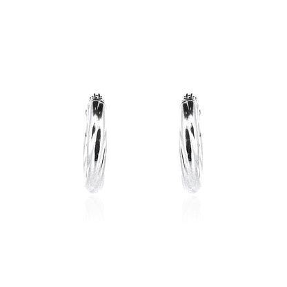Creole Twist 15mm Hollow Hoop Earrings - Sterling Silver Hoop Earrings
