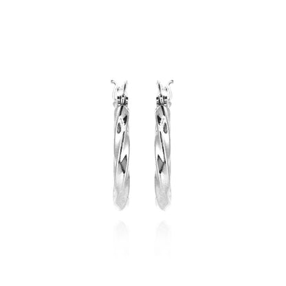 Creole Round Twist 20mm Hollow Hoop Earrings - Sterling Silver Hoop Earrings