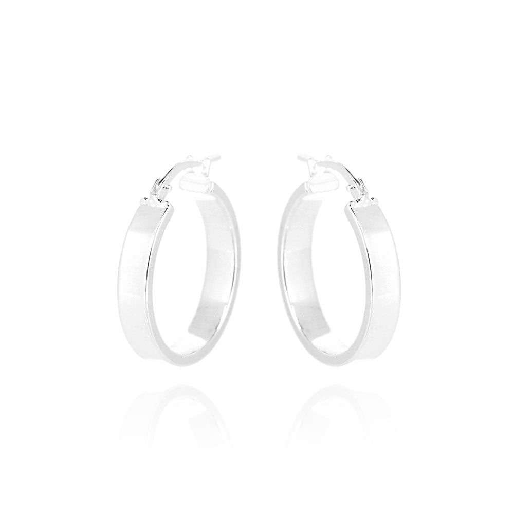 Creole Round Plain 18mm Hollow Hoop Earrings - Sterling Silver Hoop Earrings