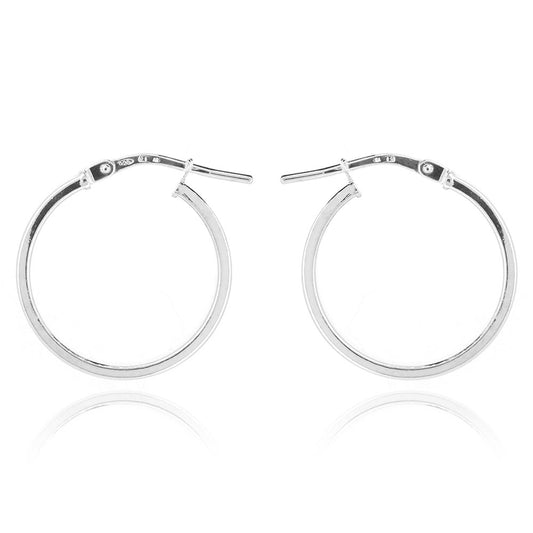 Creole Round Plain 18mm Hollow Hoop Earrings - Sterling Silver Hoop Earrings