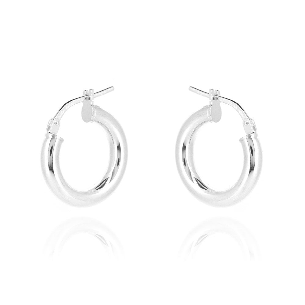 Creole Heavyweight Plain 16mm Hollow Hoop Earrings - Sterling Silver Hoop Earrings