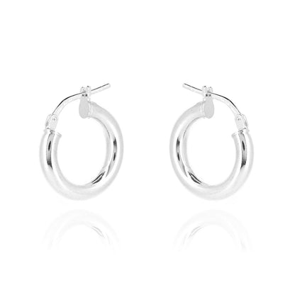 Creole Heavyweight Plain 16mm Hollow Hoop Earrings - Sterling Silver Hoop Earrings