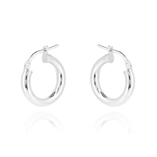 Creole Heavyweight Plain 16mm Hollow Hoop Earrings - Sterling Silver Hoop Earrings
