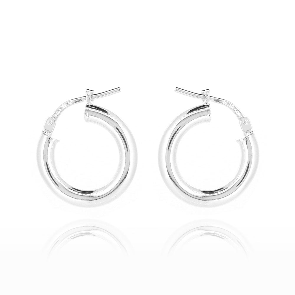 Creole Heavyweight Plain 16mm Hollow Hoop Earrings - Sterling Silver Hoop Earrings