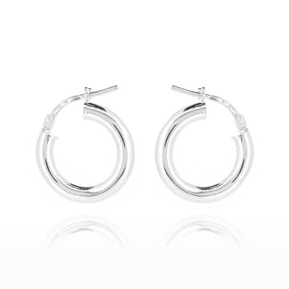 Creole Heavyweight Plain 16mm Hollow Hoop Earrings - Sterling Silver Hoop Earrings
